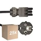 Lot 25x Noxion GST-Compatible Câble d’alimentation - Femelle + Schuko Europlug - Noir 5m - 3 pole 0.75mm2